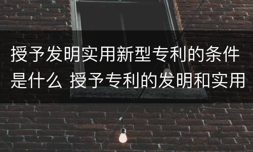 授予发明实用新型专利的条件是什么 授予专利的发明和实用新型应具备的条件