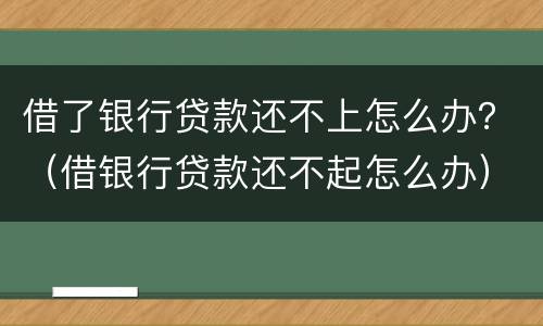 借了银行贷款还不上怎么办？（借银行贷款还不起怎么办）