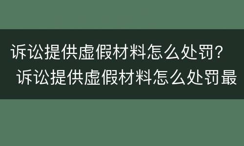 诉讼提供虚假材料怎么处罚？ 诉讼提供虚假材料怎么处罚最新