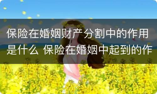 保险在婚姻财产分割中的作用是什么 保险在婚姻中起到的作用