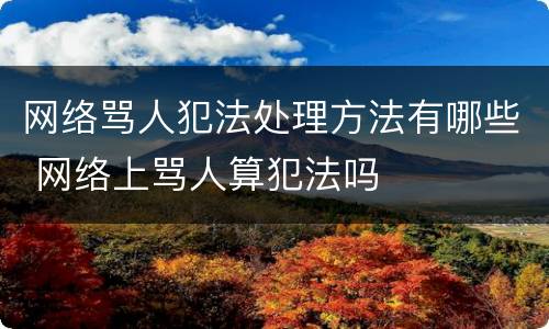 网络骂人犯法处理方法有哪些 网络上骂人算犯法吗