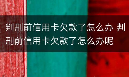 判刑前信用卡欠款了怎么办 判刑前信用卡欠款了怎么办呢
