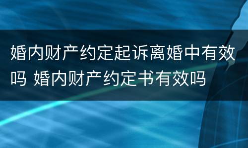 婚内财产约定起诉离婚中有效吗 婚内财产约定书有效吗