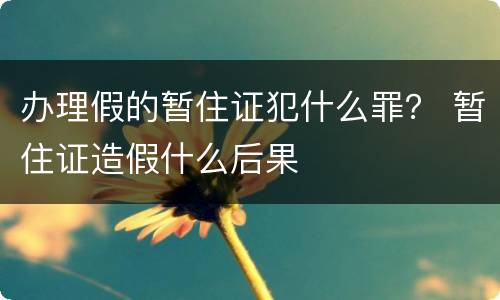 办理假的暂住证犯什么罪？ 暂住证造假什么后果
