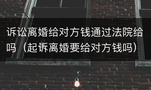 诉讼离婚给对方钱通过法院给吗（起诉离婚要给对方钱吗）