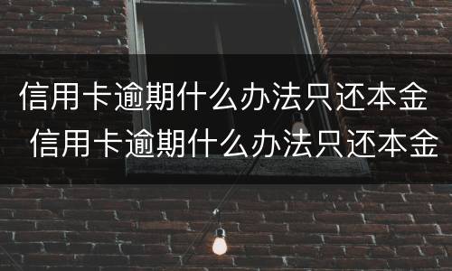 信用卡逾期什么办法只还本金 信用卡逾期什么办法只还本金不还利息