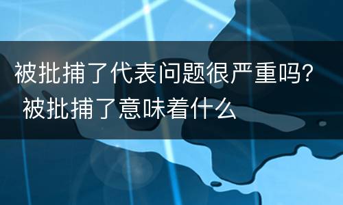 被批捕了代表问题很严重吗？ 被批捕了意味着什么