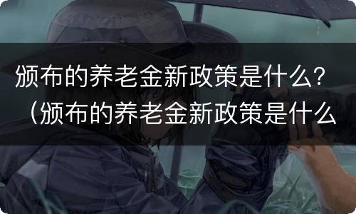 颁布的养老金新政策是什么？（颁布的养老金新政策是什么时候）