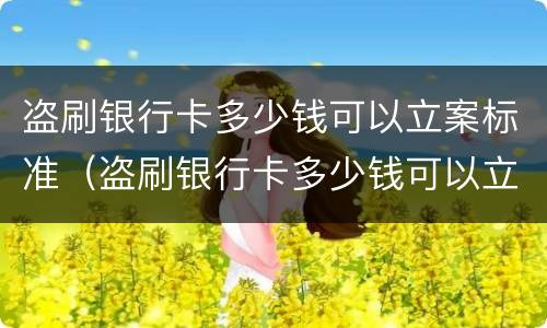 盗刷银行卡多少钱可以立案标准（盗刷银行卡多少钱可以立案标准判刑）
