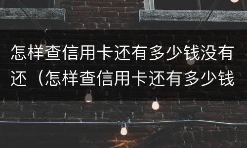 怎样查信用卡还有多少钱没有还（怎样查信用卡还有多少钱没有还款）