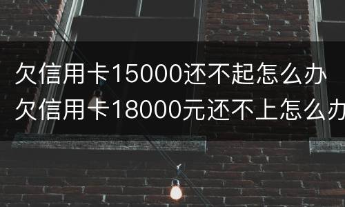 欠信用卡15000还不起怎么办 欠信用卡18000元还不上怎么办