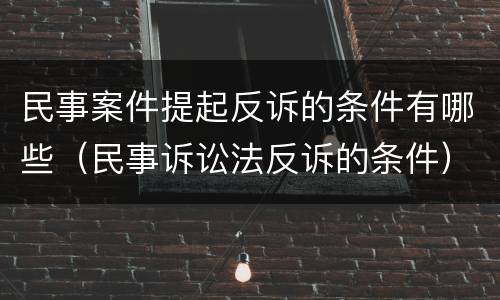 民事案件提起反诉的条件有哪些（民事诉讼法反诉的条件）