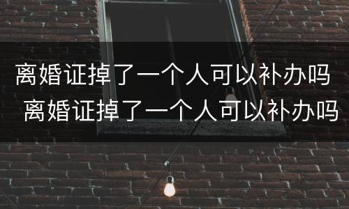 离婚证掉了一个人可以补办吗 离婚证掉了一个人可以补办吗