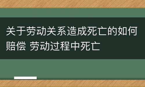 关于劳动关系造成死亡的如何赔偿 劳动过程中死亡