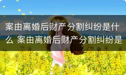 案由离婚后财产分割纠纷是什么 案由离婚后财产分割纠纷是什么诉讼