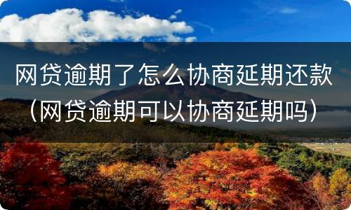网贷逾期了怎么协商延期还款（网贷逾期可以协商延期吗）