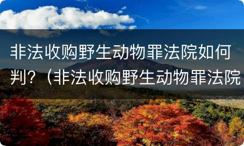 非法收购野生动物罪法院如何判?（非法收购野生动物罪法院如何判决）