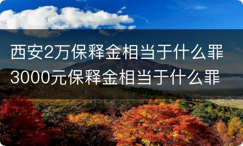 西安2万保释金相当于什么罪 3000元保释金相当于什么罪