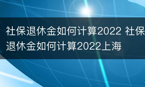 社保退休金如何计算2022 社保退休金如何计算2022上海