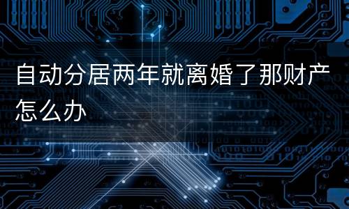 自动分居两年就离婚了那财产怎么办