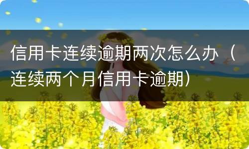 信用卡连续逾期两次怎么办（连续两个月信用卡逾期）