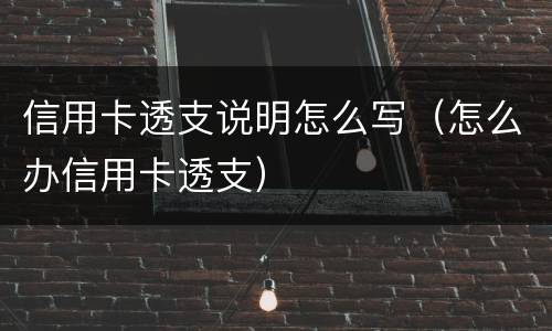 信用卡透支说明怎么写（怎么办信用卡透支）