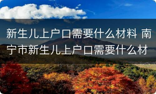 新生儿上户口需要什么材料 南宁市新生儿上户口需要什么材料
