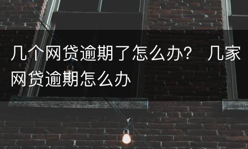 几个网贷逾期了怎么办？ 几家网贷逾期怎么办