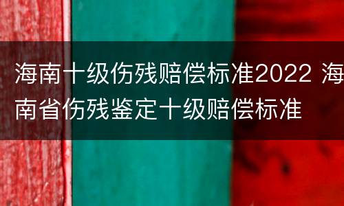 海南十级伤残赔偿标准2022 海南省伤残鉴定十级赔偿标准