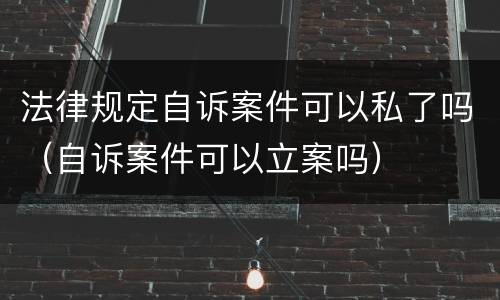 法律规定自诉案件可以私了吗（自诉案件可以立案吗）