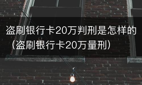 盗刷银行卡20万判刑是怎样的（盗刷银行卡20万量刑）