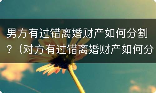 男方有过错离婚财产如何分割?（对方有过错离婚财产如何分割）