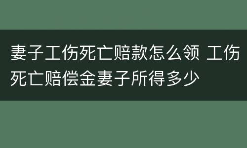 妻子工伤死亡赔款怎么领 工伤死亡赔偿金妻子所得多少