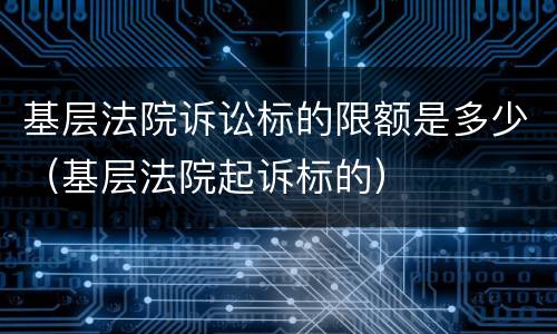 基层法院诉讼标的限额是多少（基层法院起诉标的）