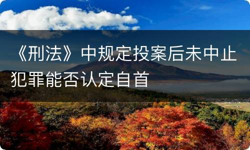 《刑法》中规定投案后未中止犯罪能否认定自首