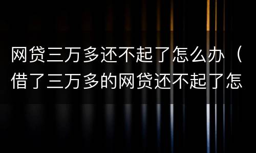 网贷三万多还不起了怎么办（借了三万多的网贷还不起了怎么办）