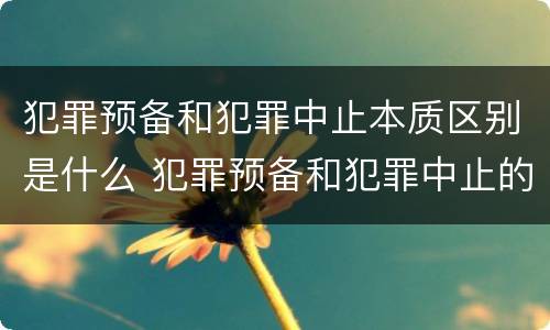 犯罪预备和犯罪中止本质区别是什么 犯罪预备和犯罪中止的主要区别