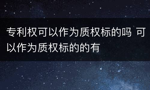 专利权可以作为质权标的吗 可以作为质权标的的有