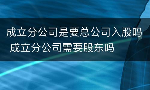 成立分公司是要总公司入股吗 成立分公司需要股东吗