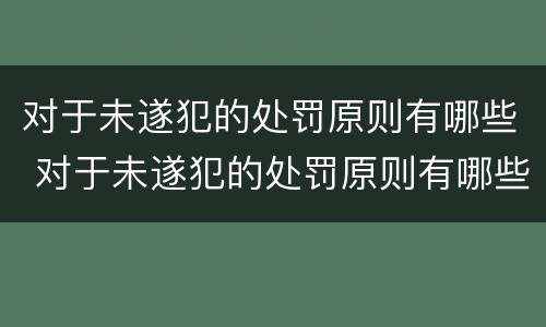 对于未遂犯的处罚原则有哪些 对于未遂犯的处罚原则有哪些规定
