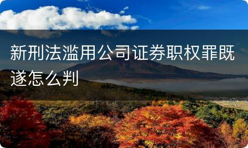 新刑法滥用公司证券职权罪既遂怎么判