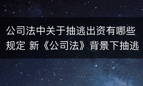 公司法中关于抽逃出资有哪些规定 新《公司法》背景下抽逃出资及其法律责任
