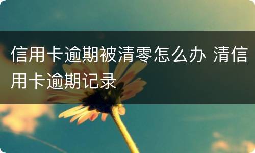信用卡逾期被清零怎么办 清信用卡逾期记录