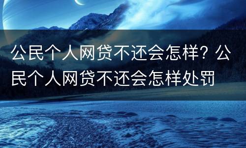 公民个人网贷不还会怎样? 公民个人网贷不还会怎样处罚