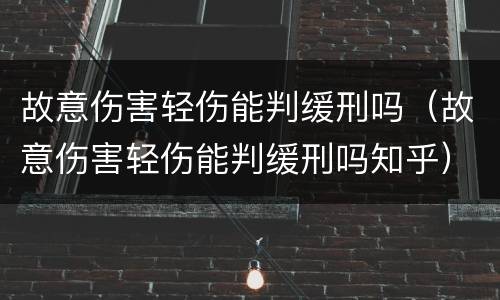故意伤害轻伤能判缓刑吗（故意伤害轻伤能判缓刑吗知乎）
