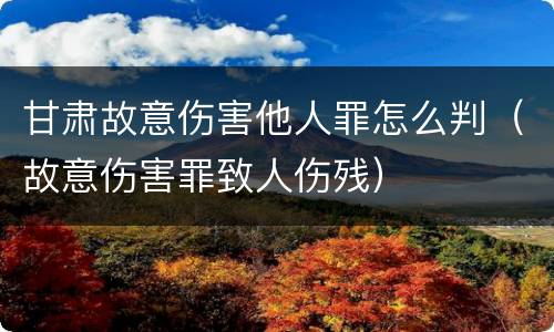 甘肃故意伤害他人罪怎么判（故意伤害罪致人伤残）