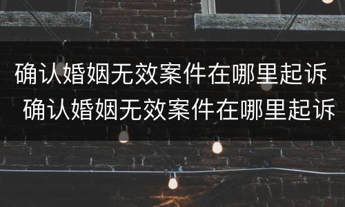 确认婚姻无效案件在哪里起诉 确认婚姻无效案件在哪里起诉呢