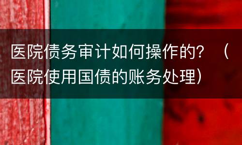 医院债务审计如何操作的？（医院使用国债的账务处理）