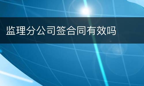 监理分公司签合同有效吗