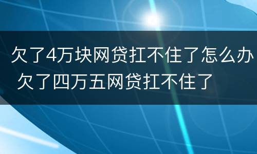 欠了4万块网贷扛不住了怎么办 欠了四万五网贷扛不住了